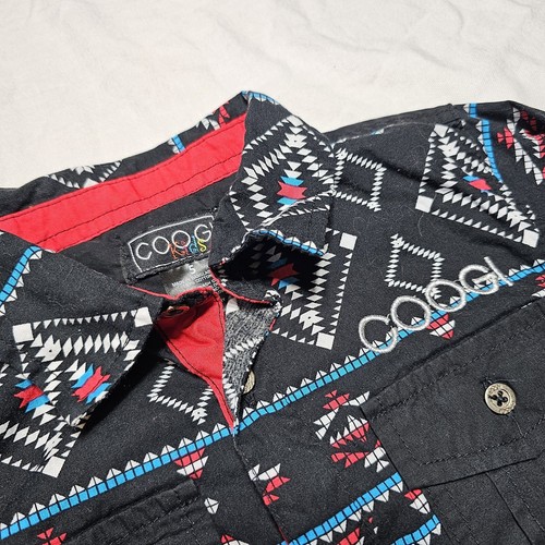Coogi Kids Button Down Spellout Black Blue Red Size 5 Small Southwestern - Picture 5 of 7