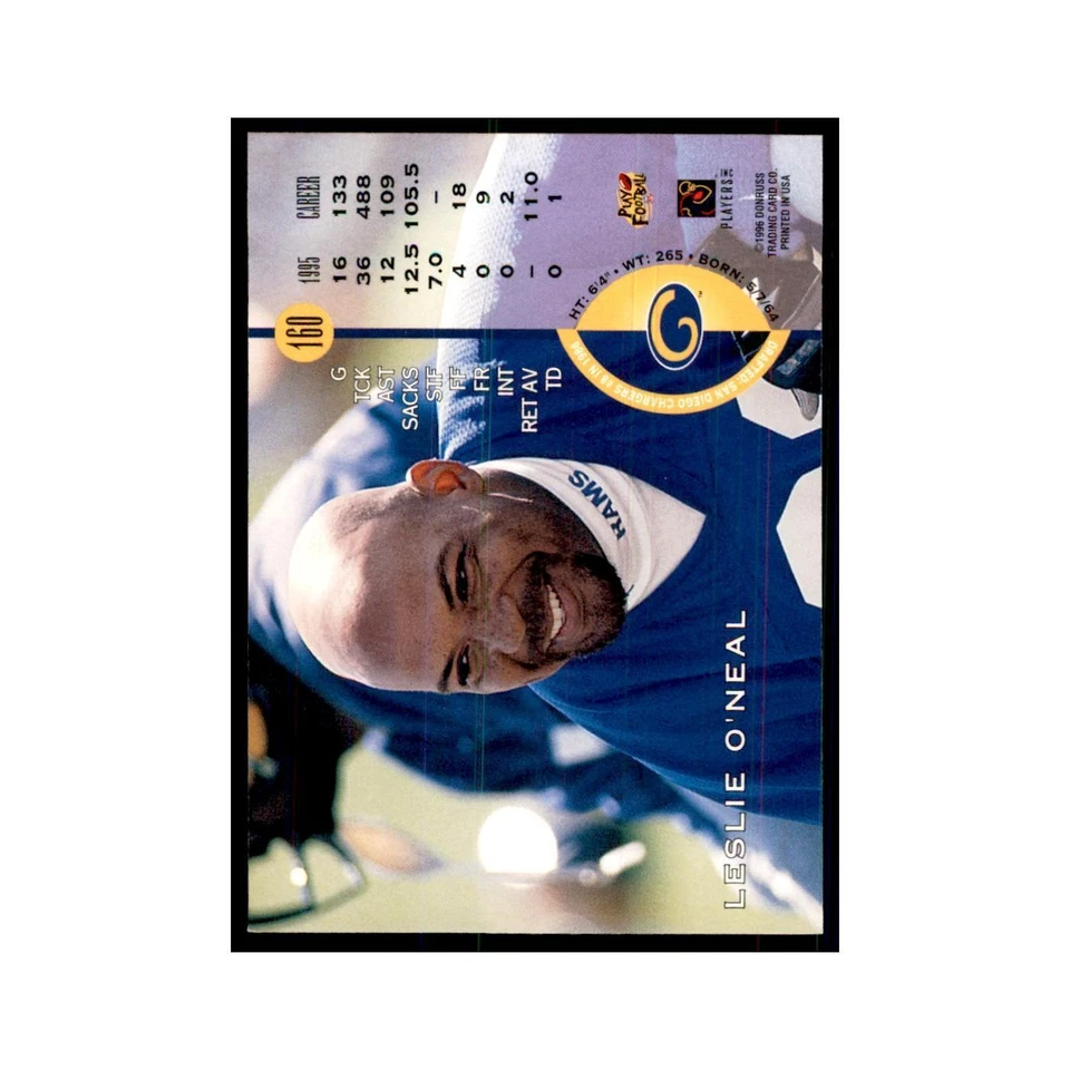 1996 Leaf Leslie O'Neal St. Louis Rams #160 - Image 2 of 3