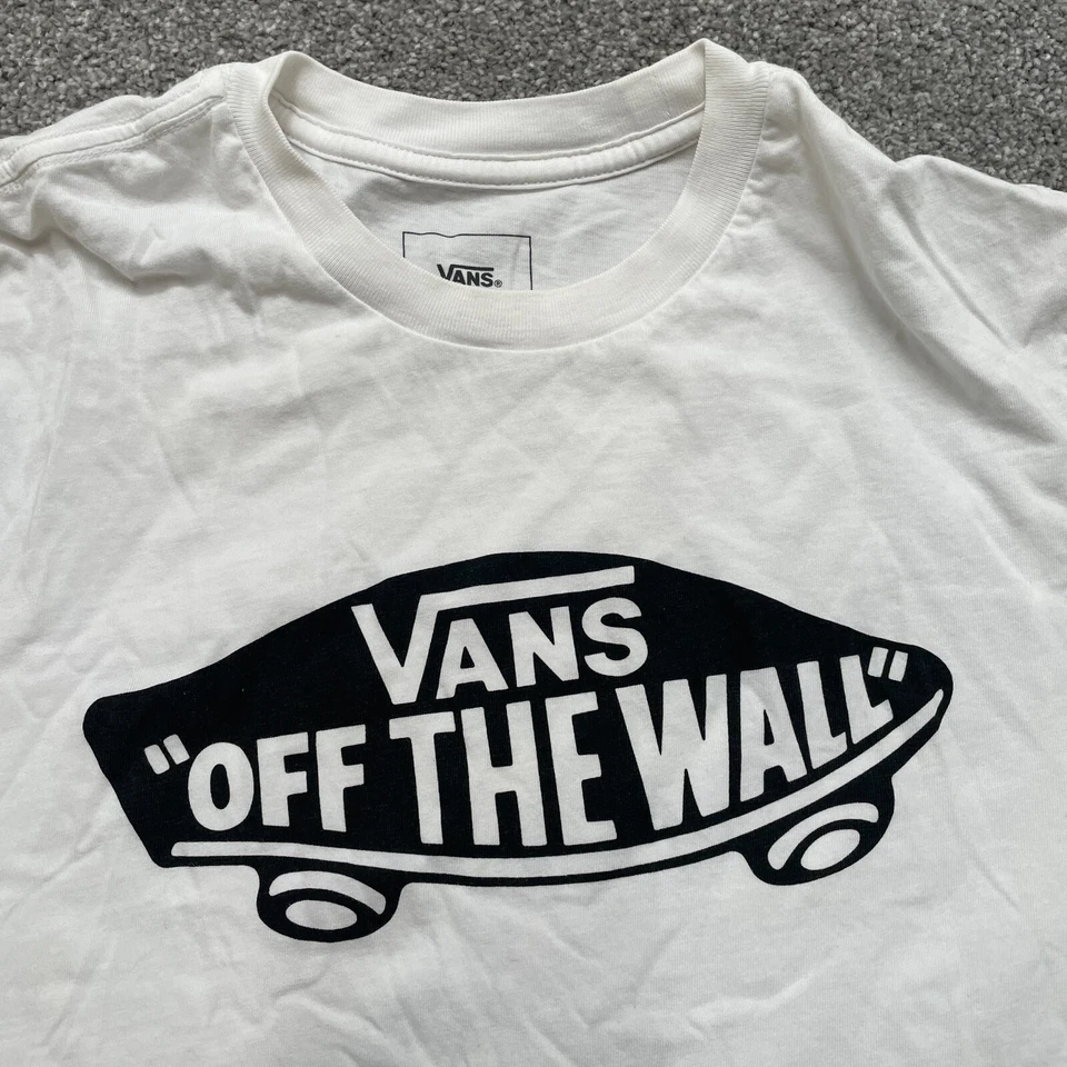 Camisa VANS Adulto Pequeña Blanca Fuera de la Pared Skateboarding Patinador Manga Corta Para Hombres Foto 2 de 4