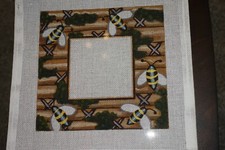 Hand Painted Canvas Needlepoint Honeybee Bees Frame