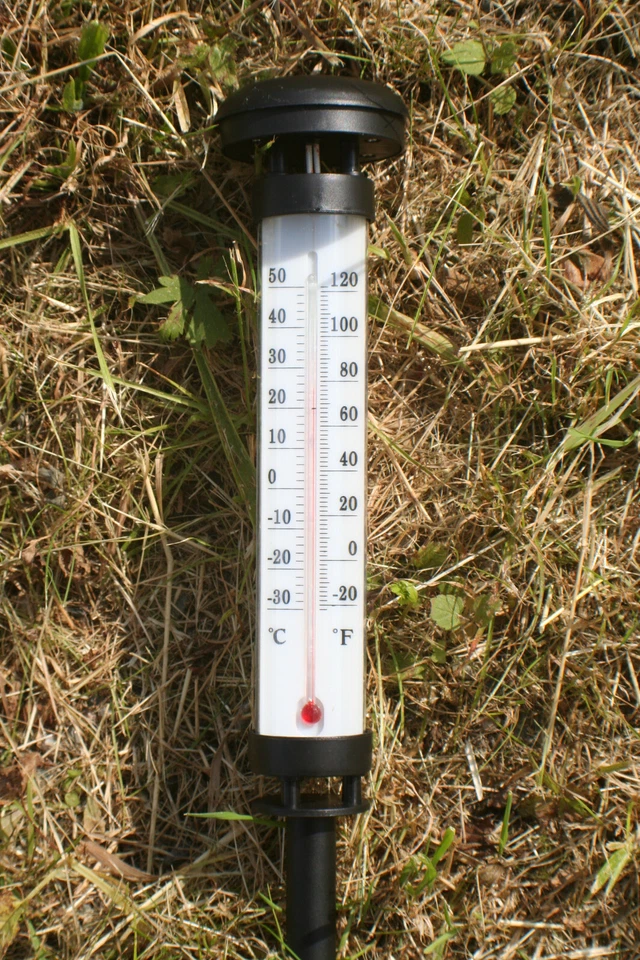Solar Thermometer Außen °C F Gartenstecket Stecker Akku LED - Bild 3 von 4
