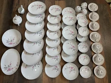 52 Pink ROSE GLOW Dinner Plates 8 Bowls SOUP DESSERT Salad CASTLECOURT Japan LOT