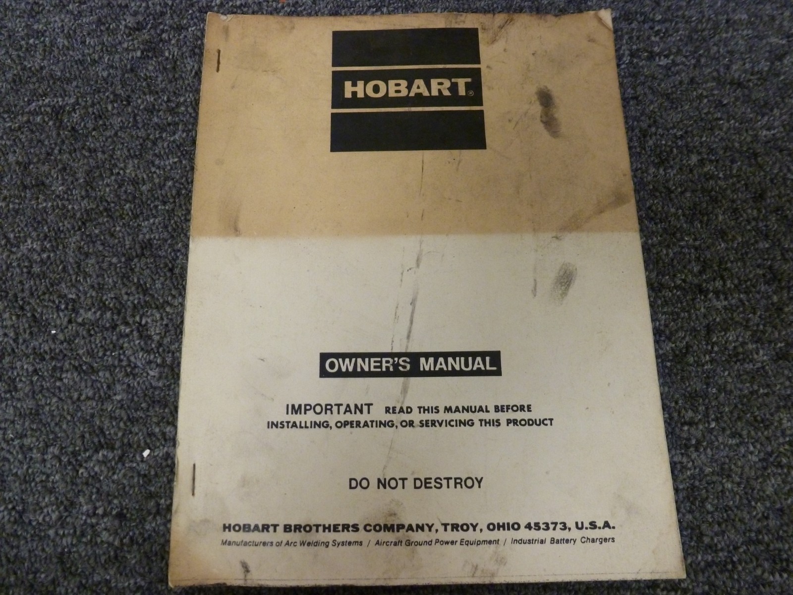 Hobart Silicon Diode Rectifier Forklift Battery Charger Owner Manual OM