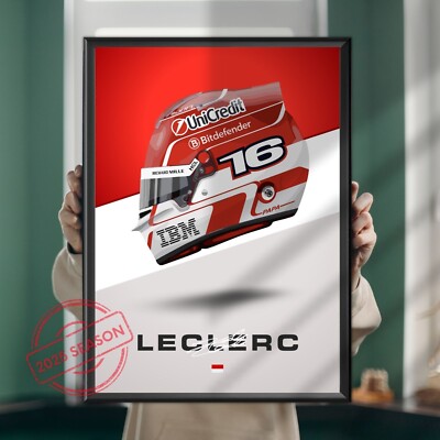 Charles Leclerc 2025 Helm, Ferrari, F1, Poster, Wandbild, Druck, Formel 1