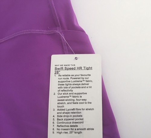 Lululemon Swift Speed HR Tight 28” Luxtreme LW5DKRS MONL Purple Size 0 - 第 5/8 張圖片