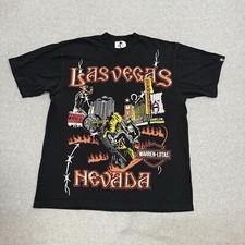 Warren Lotas Shirt Men’s M Black Las Vegas Motorcycle Skulls Made In USA Rare