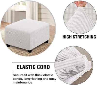 Fodera Elasticizzata Per Pouf Rettangolare In Velluto – Cammello, Grande, Con Fondo Elastico, Lavabile, Copri Poggiapiedi