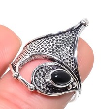 Black Onyx Gemstone Handmade 925 Sterling Silver Jewelry Ring Size 8 US 