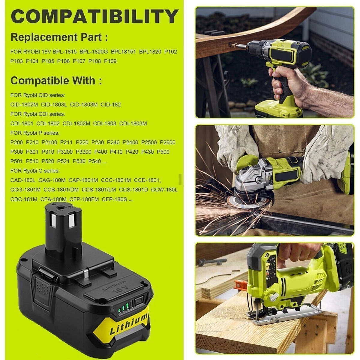 Ryobi 18-Volt One+ High Capacity Lithium+ Battery 