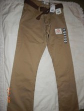 BNWT Lee Dungarees Boys 18 Reg Slim Fit Tan Pants With Belt