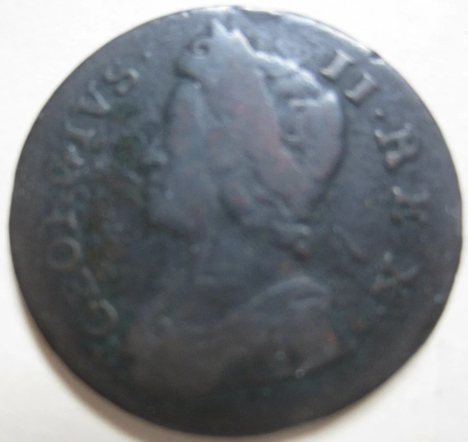 1738 Great Britain UK Half Penny Coin. BETTER GRADE 50 cents 50c (W145) - Image 3 of 4