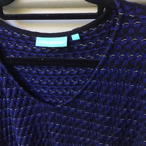 BLUE ILLUSION Top Jersey Blue Black Bubble Knit M 12 Stretch 3/4 Sleeve As New - Bild 3 von 9