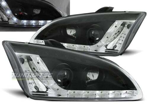 Koplampen LED DRL Look per Ford FOCUS MK2 2 II C307 04-08 Dagesliicht Black Jun  - Bild 1 von 9