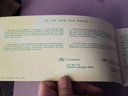 Vintage 1970 FORD Car Auto Operator Owner's Manual Guide 3692-70 OEM - Picture 3 of 4
