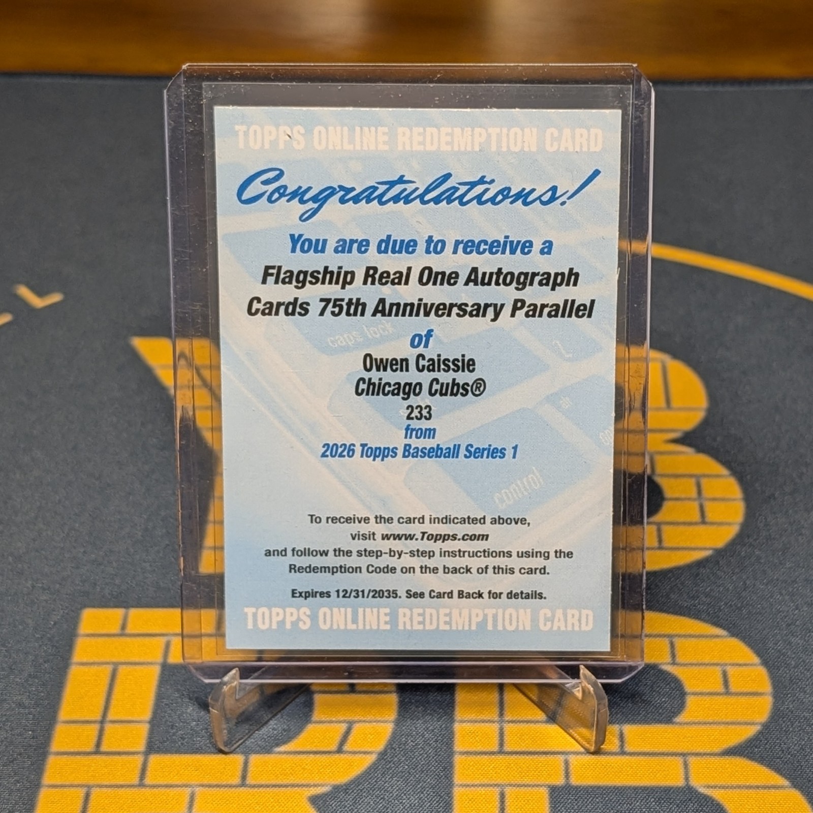 2026 Topps Series 1 Owen Caissie Real One Autograph 75th Anniversary Foil /75