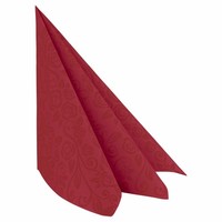 500X Servietten Airlaid 40X40Cm 1/4 -Falz Mit Rosenmuster Bordeaux