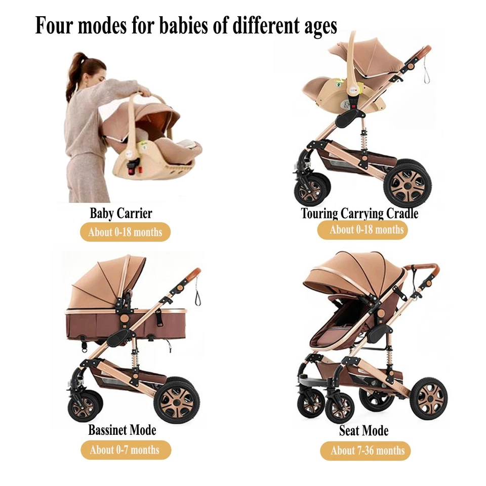 Baby Stroller Combo Car Seat, Baby Travel System,Standard Reversible Pram 3 in 1 - Image 3 of 4