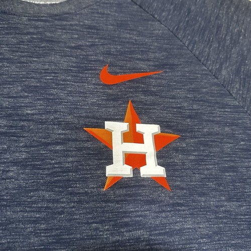 NWOT Houston Astros Raglan T Shirt Mens Large Blue Nike Dri Fit 3/4 Sleeve - Picture 3 of 7