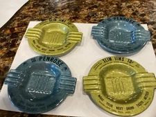 Vintage  Penrose & Slim Jim Advertising Ashtrays Vintage Decor Set Of 4