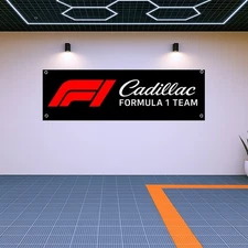 Cadillac F1 Flag Banner 71x24" – Garage or Man Cave Wall Decor for Racing Fans