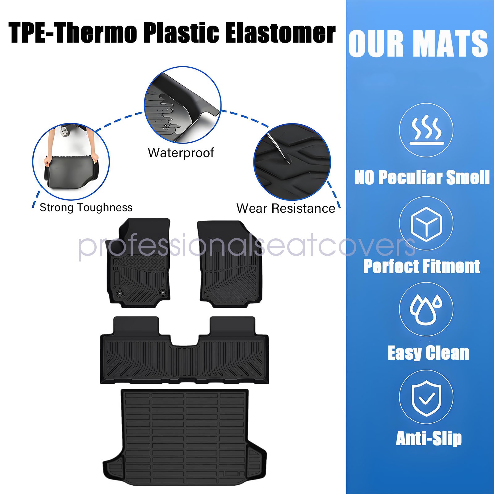 For 2018-2025 Chevrolet Equinox Heavy Duty TPE Floor Mats Trunk Cargo Liner 4PCS