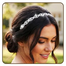 Rhinestone Wedding Headband, Crystal Bridal Headpiece with Elastic Band,