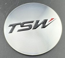 Tsw Center Cap Wheel Hub Cover Brushed Aluminum Logo Sticker Decal 59 Mm.
