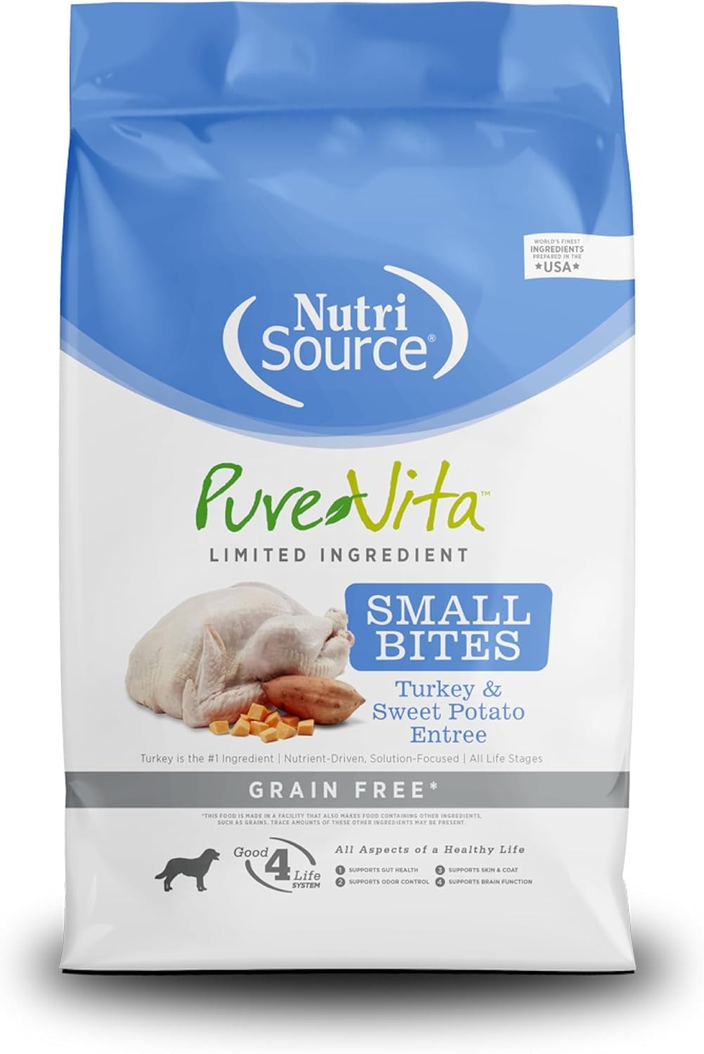 NutriSource Pure Vita Limited Ingredient Grain Free Dry Dog Food, Small Bites, T