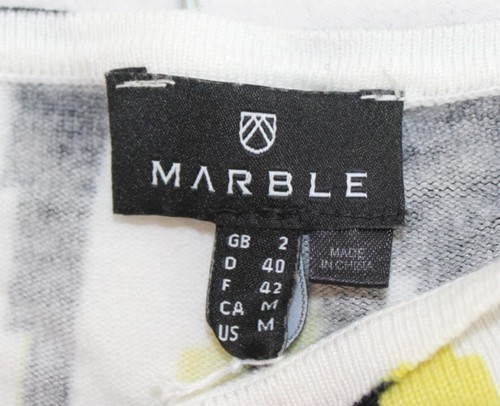 MARBLE BLACK WHITE YELLOW GRAPHIC LIGHTWEIGHT L/S SWEATER SZ M SF67 - Picture 4 of 4