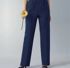 Alfred Dunner Women's Pants Pull-on Elastic Pockets Navy Blue Size 8 28x29 