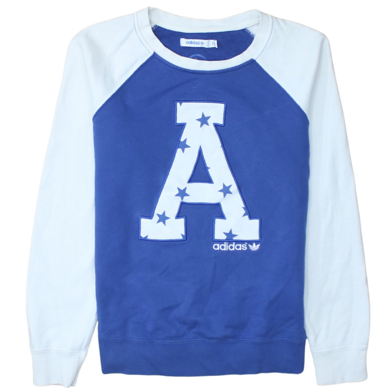 Adidas Mens Sweatshirt Blue Raglan Crewneck Big A Star Logo Graphic Pullover S