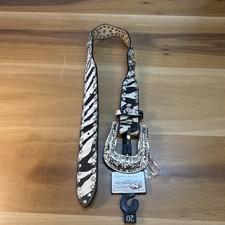 NWT Nocona Western Belt Girl 20 Zebra Print Calf Hair Scalloped Edge Rhinestones