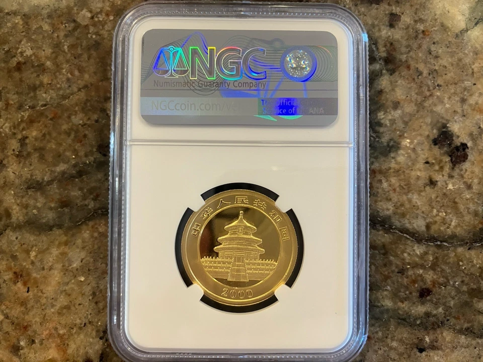 2000 1/2 Oz  50 Yuan China Gold Panda Coin Frosted Ring MS 69 - Image 2 of 2