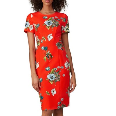 Black Halo Orange Floral Sheath Dress SIZE 18 Work Career USA Designer $435