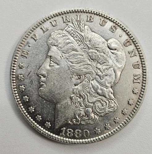 Morgan 1880 Silver Dollar $1 Coin United States E Pluribus Unum 38mm 26.8g