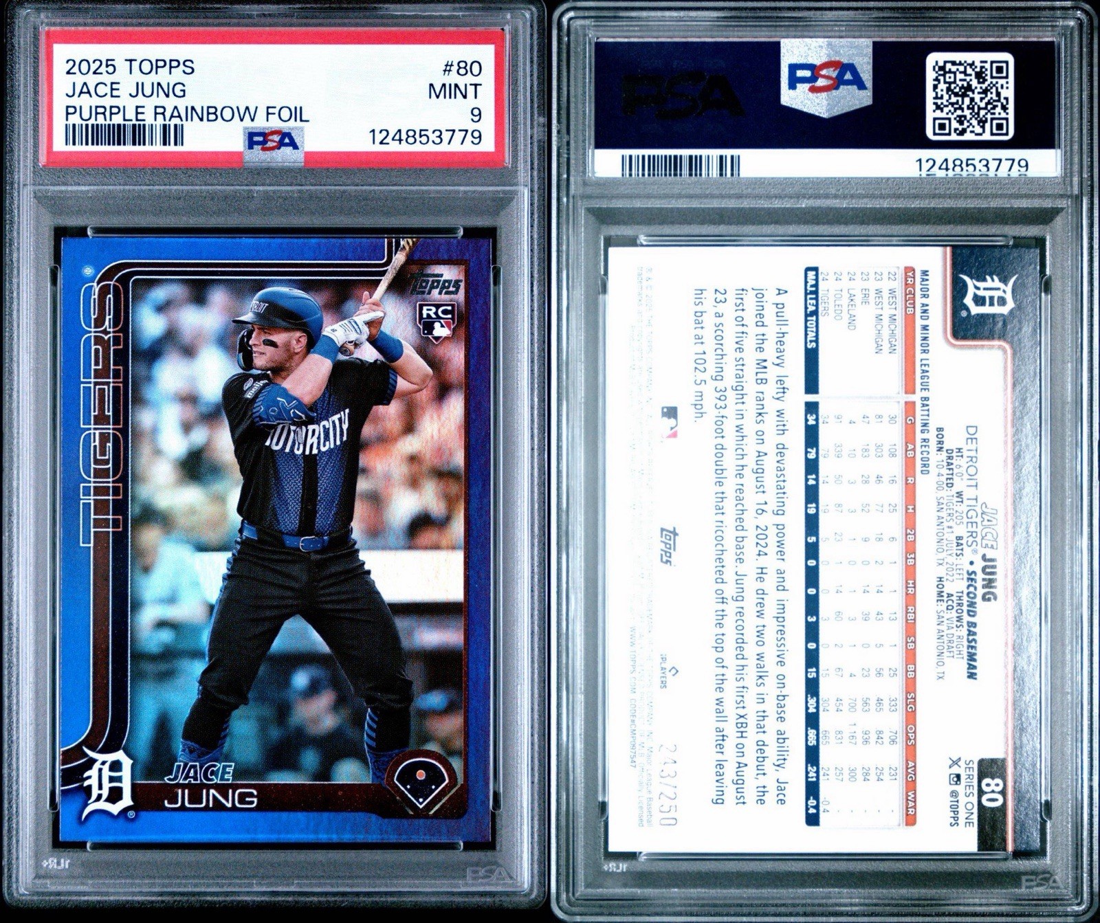 2025 Topps Series 1 - Jace Jung #80 Purple Rainbow /250 (RC) Tigers