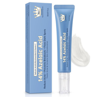 Azelaic Acid 14% Acne Cream for Redness Relief, Dark Spots, Facial Serum with Ni