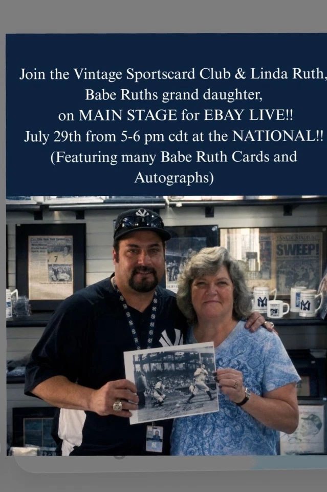 JOIN VINTAGE SPORTSCARD CLUB AND LINDA RUTH !! MAIN STAGE AT THE NATIONAL !