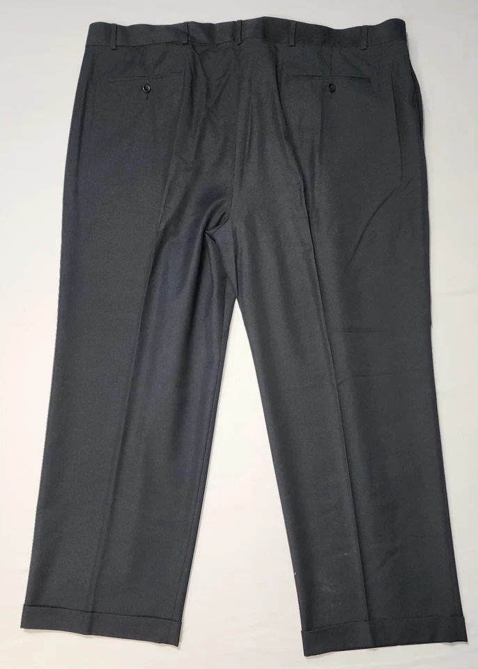 Geoffrey Beene Men Big & Tall Dress Pants  Black Pleated Pockets Office 50W 30L - Image 2 of 4