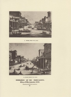 1976 Vintage CALIFORNIA ''SACRAMENTO FLOOD 1862, J ST. K ST. LEVEE'' Lithograph 99