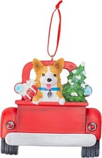 Kurt Adler Welsh Corgi Dog in Back of Truck Hanging Ornament 5 in. High,