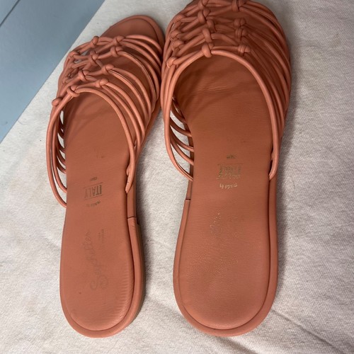 Seychelles-Lulus Size 9 Coral Leather Knotted Strap Slip-On Sandals Comfort - Picture 14 of 17