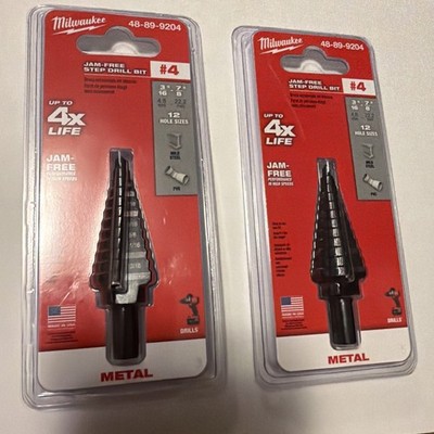 2 Packs, Milwaukee 48-89-9204 Step Drill Bit, 3/16'' - 7/8'' #4