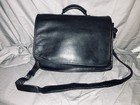 Latico Black  Leather Laptop Briefcase Messenger Bag Expendable