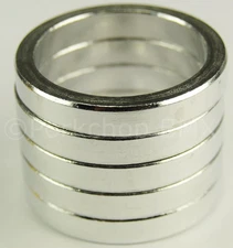 Bicycle MINI BMX ROAD MTB headset spacers 1" threadless (SET of 5) 5mm SILVER