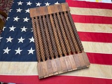 VINTAGE POTEAUX D'ESCALIER / RAMPE EN COLIMAÇON EN CORDE, CHÊNE, LOT DE 11