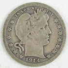 1914-S 10c Barber Silver Quarter VG Very Good Circulated Coin C4410