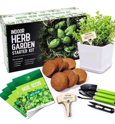 REALPELATED Kit da Giardino per Erbe da Interno 10 Erbe Non OGM - Kit Erbe da Finestra Giardino - Foto 1 di 4