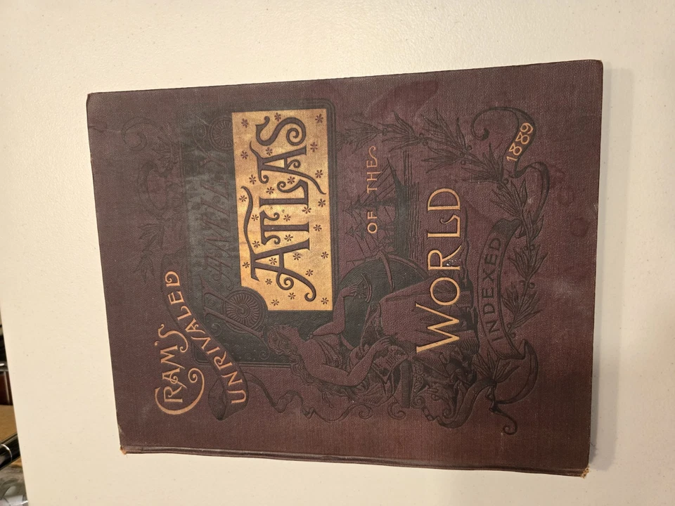 1889 Cram's Unrivaled Family Atlas of The World Colored Maps Indexed US Cities - Image 2 of 4