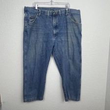 Wrangler Five Star Premium Jeans Mens 44x30 Blue Denim Cotton Regular Fit Logo